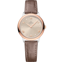 De Ville Prestige 27.5 mm, steel - Sedna™ gold on leather strap - 434.23.28.60.59.001