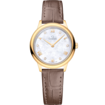 De Ville Prestige 27.5 mm, yellow gold on leather strap - 434.53.28.60.55.002