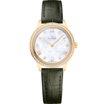 De Ville 27.5 mm, yellow gold on leather strap - 434.58.28.60.55.002