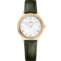 De Ville 27.5 mm, yellow gold on leather strap - 434.58.28.60.55.002