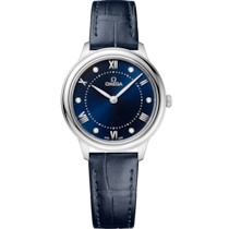 De Ville Prestige 30 mm, steel on leather strap - 434.13.30.60.53.001