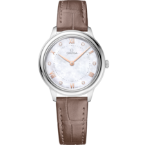 De Ville Prestige 30 mm, steel on leather strap - 434.13.30.60.55.001