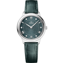 De Ville 30 mm, steel on leather strap - 434.13.30.60.60.001