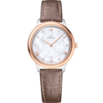 De Ville 30 mm, steel - Sedna™ gold on leather strap - 434.23.30.60.55.001