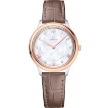 De Ville Prestige 30 mm, steel - Sedna™ gold on leather strap - 434.23.30.60.55.001