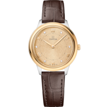 De Ville 30 mm, steel - yellow gold on leather strap - 434.23.30.60.58.001