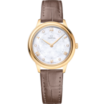 De Ville 30 mm, yellow gold on leather strap - 434.53.30.60.55.002