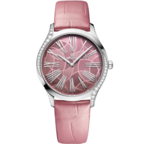 Pink dial watch on Steel case with Alligator bracelet - De Ville Trésor 36 mm, Steel on Alligator - 428.18.36.60.10.001