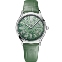 Green dial watch on Steel case with Alligator bracelet - De Ville Trésor 36 mm, Steel on Alligator - 428.18.36.60.10.002