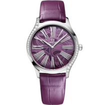 Purple dial watch on Steel case with Alligator bracelet - De Ville Trésor 36 mm, Steel on Alligator - 428.18.36.60.10.003