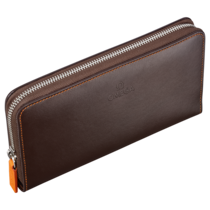 Fine Leather Wallet, Brown / Orange - 7070220004