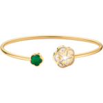 Omega Flower 18K yellow gold with one Malachite cabochon and one Mother-of-Pearl cabochon, with engraving on the back - B603BB0700102