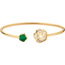 Omega Flower Bracelet, 18K yellow gold, Malachite cabochon, Mother-of-pearl cabochon - B603BB0700102