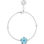 Omega Flower 18K white gold and one Turquoise and one Mother-of-Pearl cabochons with engraving on the back - B603BC0700505