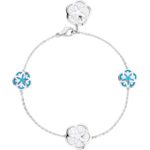 Omega Flower 18K white gold with two Turquoise cabochons and one Mother-of-Pearl cabochon, with engraving on the back - B603BC0700605