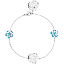 Omega Flower Bracelet, 18K white gold, Mother-of-pearl cabochon, Turquoise cabochon - B603BC0700605