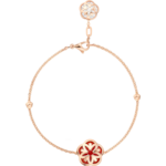 Omega Flower 18K red gold and one Carnelian and one Mother-of-Pearl cabochons with engraving on the back - B603BG0700405