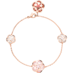 Omega Flower Bracelet, 18K red gold, Carnelian cabochon, Mother-of-pearl cabochon, Pink opale cabochon - B603BG0700505