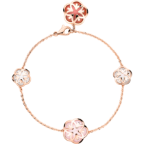 Omega Flower Bracelet, 18K red gold, Carnelian cabochon, Mother-of-pearl cabochon, Pink opale cabochon - B603BG0700505