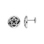 Omega Flower 耳環, 蛋面切割黑瑪瑙, 18K白金, 鑽石 - E54BCA0201502