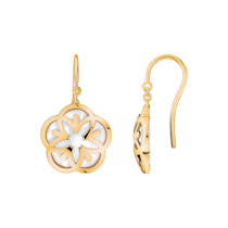 Omega Flower 18K yellow gold and two Mother-of-Pearl cabochons with engraved back side - E603BB0700105