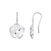 Omega Flower 耳環, 蛋面切割珍珠貝母, 18K白金 - E603BC0700105