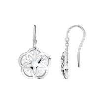 Omega Flower Earring, Mother-of-pearl cabochon, 18K white gold - E603BC0700105