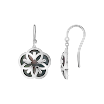 Omega Flower 耳環, 18K白金, 蛋面切割大溪地珍珠貝母 - E603BC0700205
