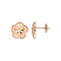 Omega Flower Earring, 18K red gold, Mother-of-pearl cabochon