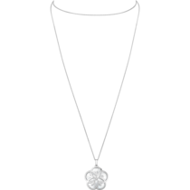 Omega Flower 18K白金、鑽石及背面鑲嵌蛋面切割珍珠貝殼 - L603BC0400105