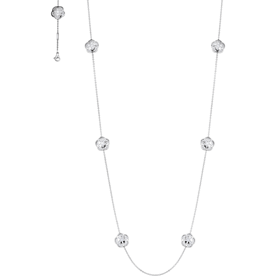 Vintage Alhambra necklace, 10 motifs 18K white gold, Mother-of-pearl - Van  Cleef & Arpels