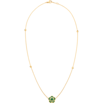 Omega Flower Necklace, 18K yellow gold, Malachite cabochon - N603BB0700205