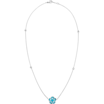 Omega Flower Necklace, 18K white gold, Turquoise cabochon - N603BC0700605