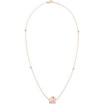 Omega Flower Necklace, 18K red gold, Pink opale cabochon - N603BG0700305