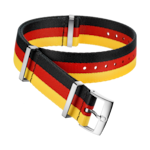 NATO strap - Polyamide 3-stripe black, red and yellow strap - 031CWZ010652