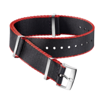 NATO strap - Polyamide black strap, red-bordered - 031ZSZ002041