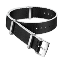 NATO strap - Polyamide black strap, white-bordered - 031CWZ010710
