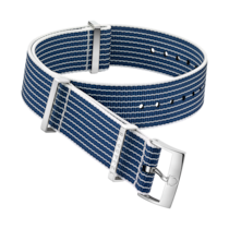 NATO表帶 - 聚酰胺藍白條紋賽道款式表帶，固定帶圈扣上刻有賽道數字。 - 031CWZ005945