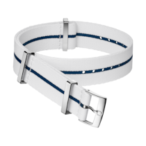 NATO strap - Polyamide white strap with blue stripe  - 031CWZ014685