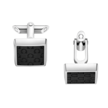 Omegamania Cufflinks, Black brushed resin, Stainless steel - CA02ST0001005