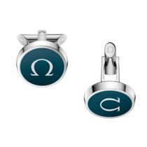 Omegamania Cufflinks, Blue resin, Stainless steel - CA02ST0001105