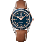 Seamaster 41 mm, titanium - Sedna™ gold on leather strap - 233.62.41.21.03.001