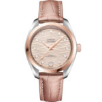 Seamaster 34 mm, steel - Sedna™ gold on leather strap - 220.23.34.20.59.001