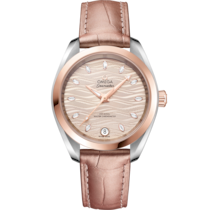 Seamaster Aqua Terra 150M 34 mm, steel - Sedna™ gold on leather strap - 220.23.34.20.59.001