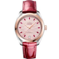 Seamaster 34 mm, steel - Sedna™ gold on leather strap - 220.23.34.20.60.001