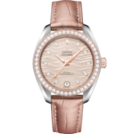 Seamaster 34 mm, steel - Sedna™ gold on leather strap - 220.28.34.20.59.001