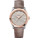 Seamaster 38 mm, steel - Sedna™ gold on leather strap - 220.23.38.20.06.001