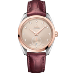 Seamaster 38 mm, steel - Sedna™ gold on leather strap - 220.23.38.20.59.001