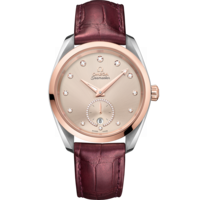 Seamaster Aqua Terra 150M 38 mm, steel - Sedna™ gold on leather strap - 220.23.38.20.59.001