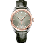 Seamaster 38 mm, steel - Sedna™ gold on leather strap - 220.23.38.20.60.001